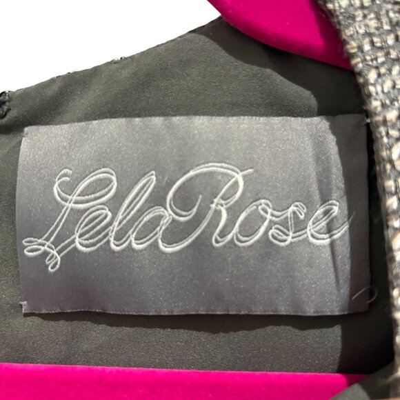 Lela Rose Grey Sequin Sleeveless Seamed Fit & Flare Twill Midi Dress SZ 14 - Picture 5 of 6